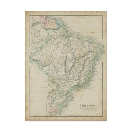 Trademark Fine Art Sidney Hall 'Map Of Brazil' Canvas Art, 18x24 WAG00736-C1824GG